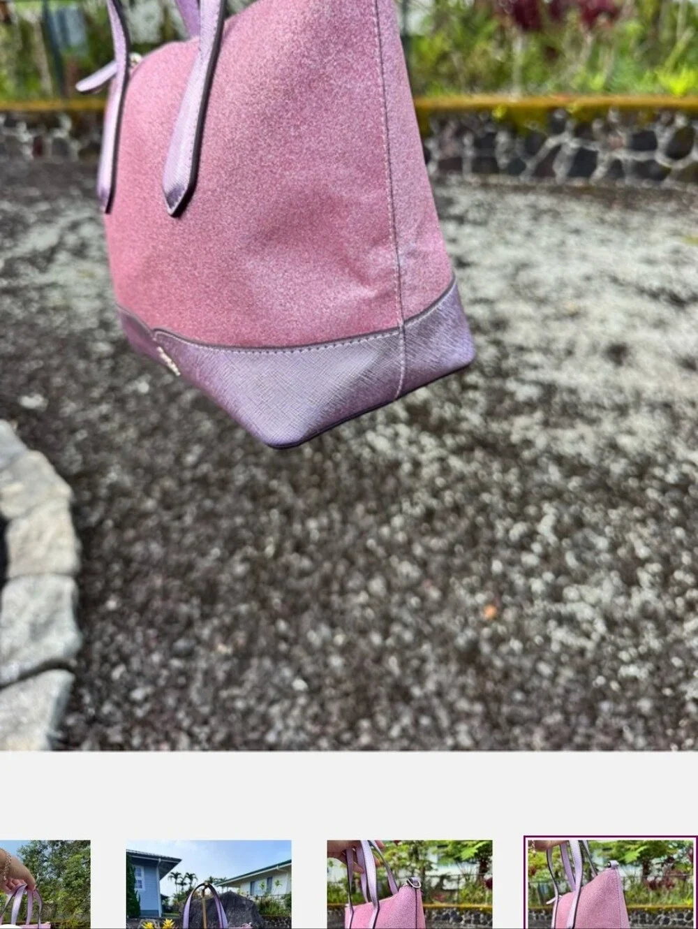 Kate Spade Pink Glitter Satchel Crossbody Bag Metallic Lavender Glitter Purse